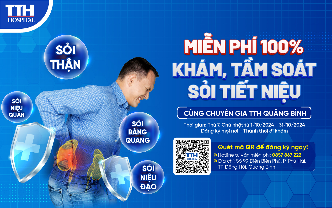 Miễn phí 100% khám, tầm soát sỏi tiết niệu cùng chuyên gia TTH Quảng Bình