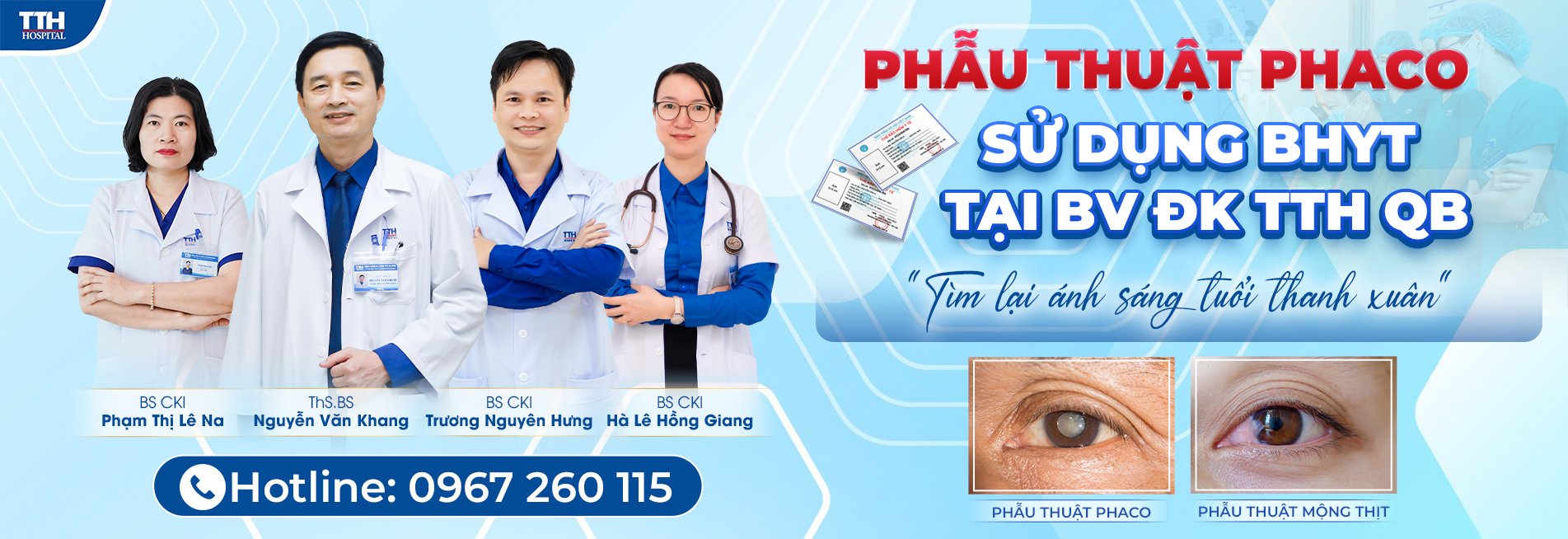 Phẫu thuật phaco đục thủy tinh thể có sử dụng thẻ BHYT tại Bệnh viện Đa khoa TTH Quảng Bình