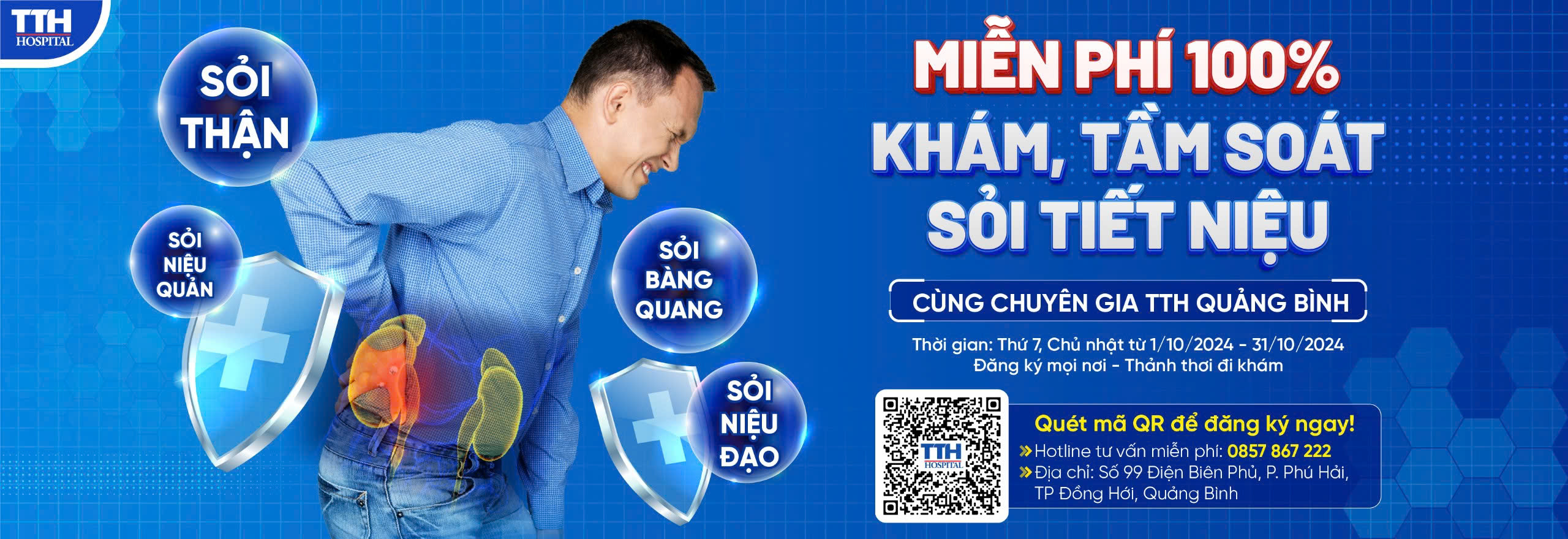 Miễn phí 100% khám, tầm soát sỏi tiết niệu cùng chuyên gia TTH Quảng Bình