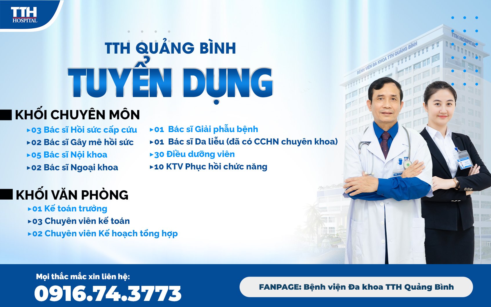 Bệnh viện Đa Khoa TTH Quảng Bình Tuyển Dụng tháng 07/2024