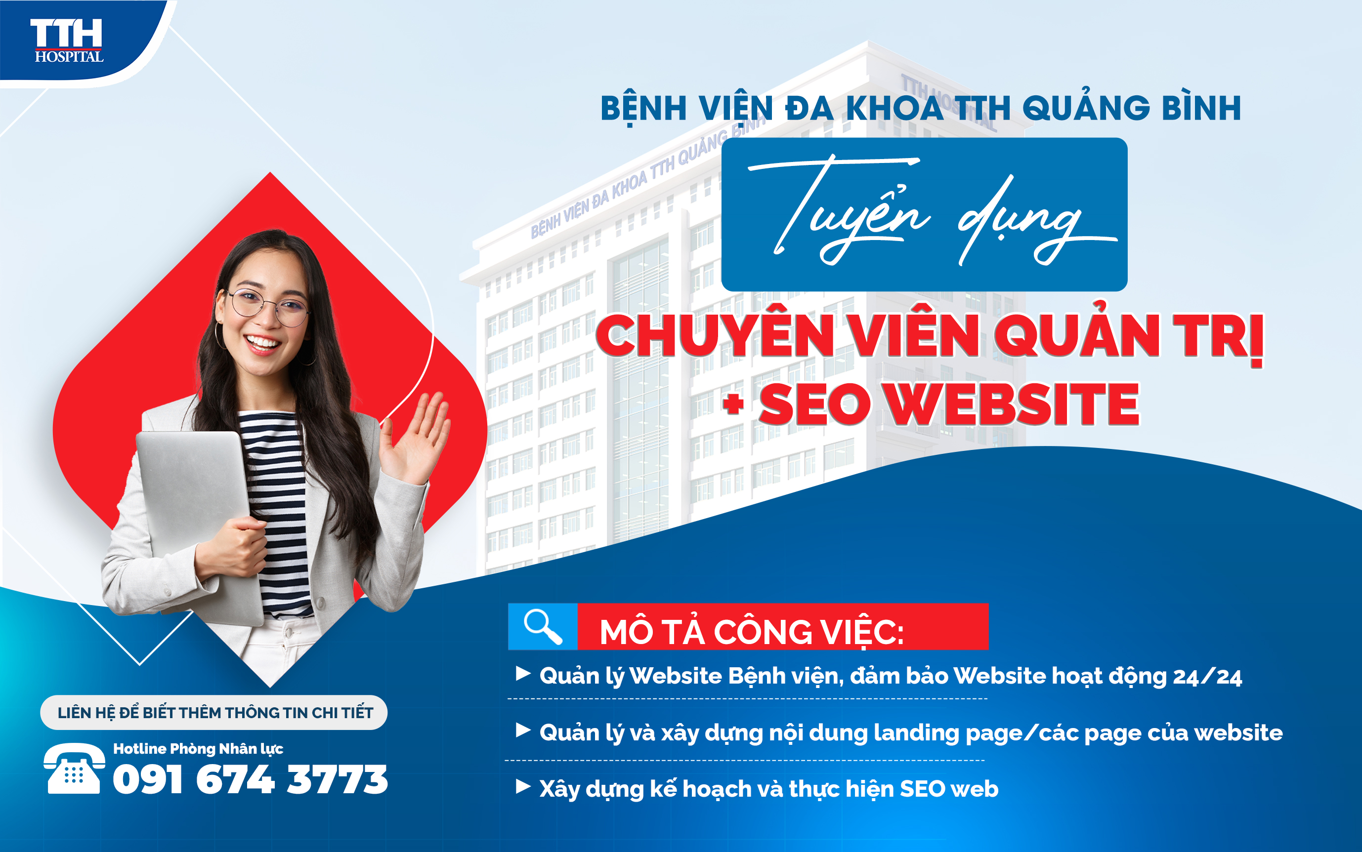 Phòng Marketing bệnh viện TTH Quảng Bình tìm ứng viên Quản trị và SEO website