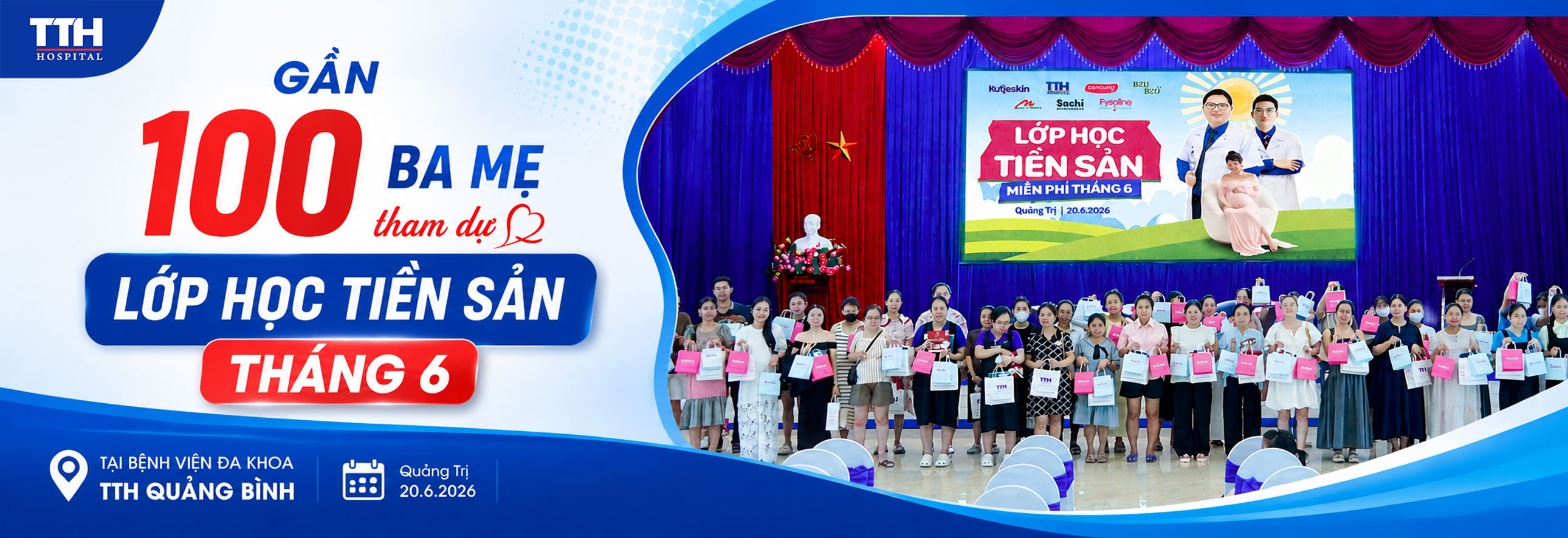 GẦN 100 BỐ MẸ THAM DỰ LỚP HỌC TIỀN SẢN THÁNG 6 TẠI BỆNH VIỆN ĐA KHOA TTH QUẢNG BÌNH