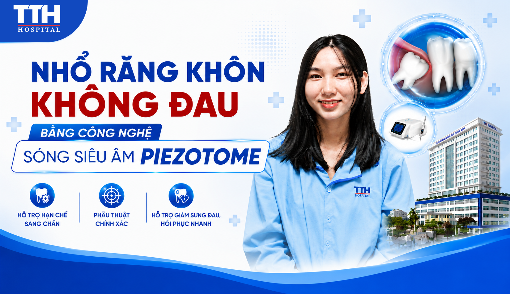 NHỔ RĂNG KHÔN KHÔNG ĐAU BẰNG CÔNG NGHỆ SÓNG SIÊU ÂM PIEZOTOME