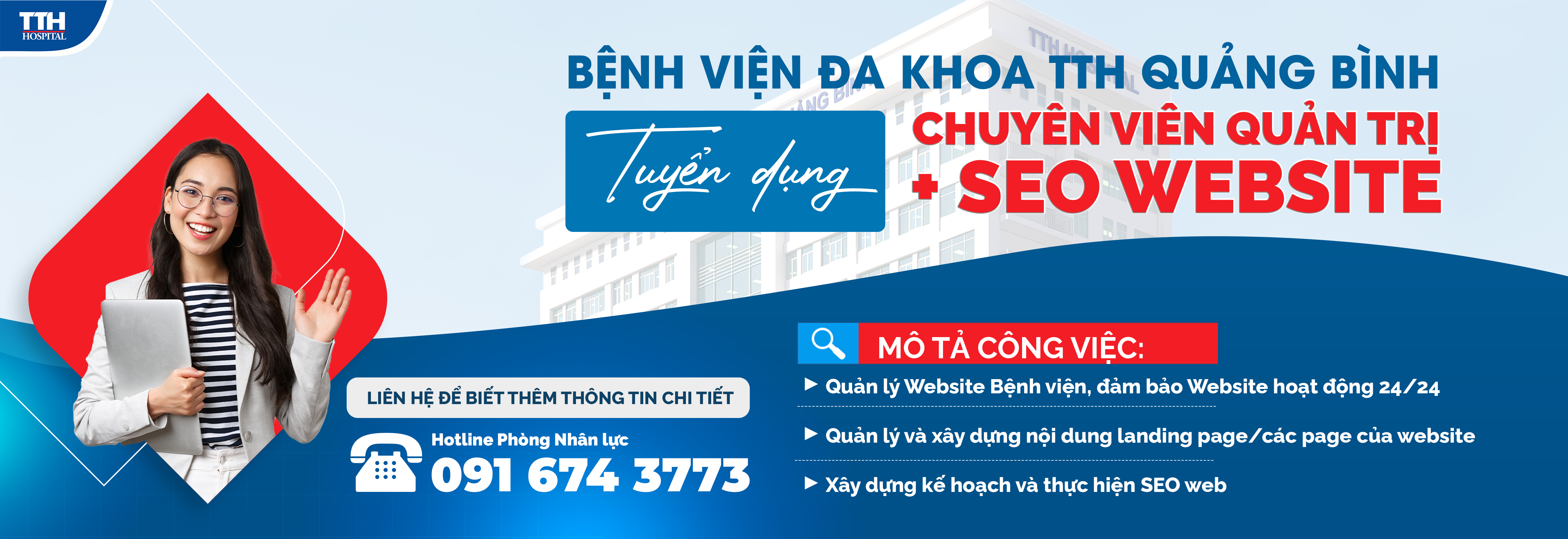 Phòng Marketing bệnh viện TTH Quảng Bình tìm ứng viên Quản trị và SEO website